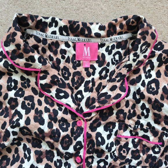 New Womens Isaac Mizrahi Pajama Set XL Animal Print Pants Long Sleeve Top - Picture 7 of 9